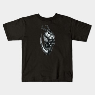 Gothic Evil Kiler Woman in Mask with Horns and Knife Dark Art Kids T-Shirt